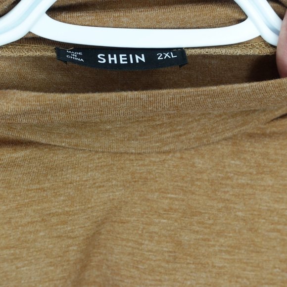 SHEIN Plus-Sized Turtleneck Short Sleeve Top Beige - Picture 4 of 4